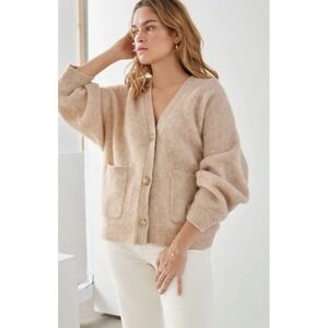 & Other Stories Wool And Alpaca Oversized Boxy Cardigan Size S Chunky Knit Warm